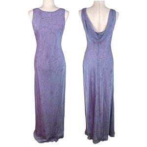 Vintage 90s Chelsea Nites Long Gown Formal Dress Size 8 Purple Floral Fairycore